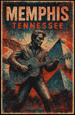 Memphis Music Heritage Guitar Retro 80s Poster