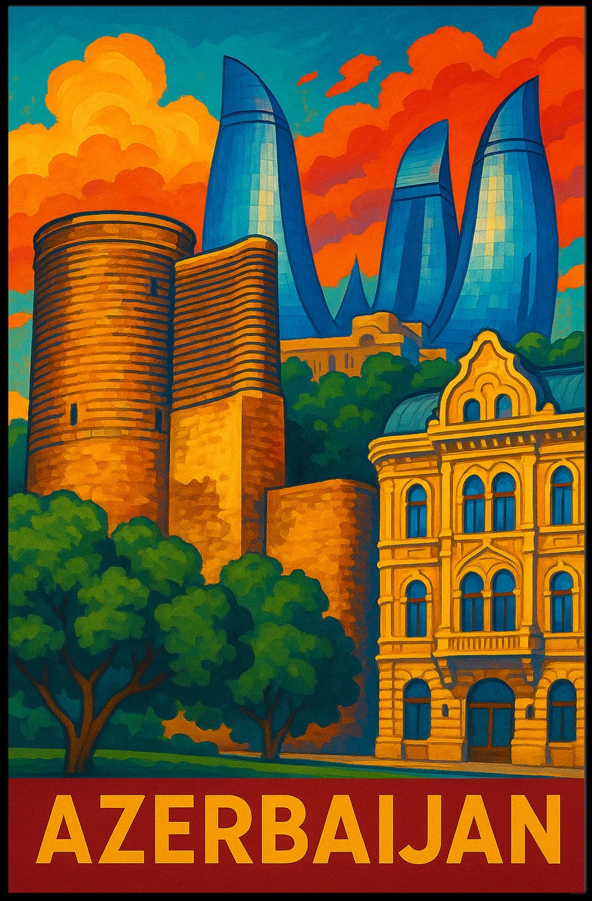Azerbaijan Architectural Wonders Poster