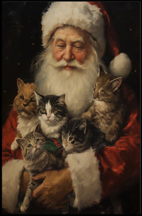 Santa Claus With Kittens Poster