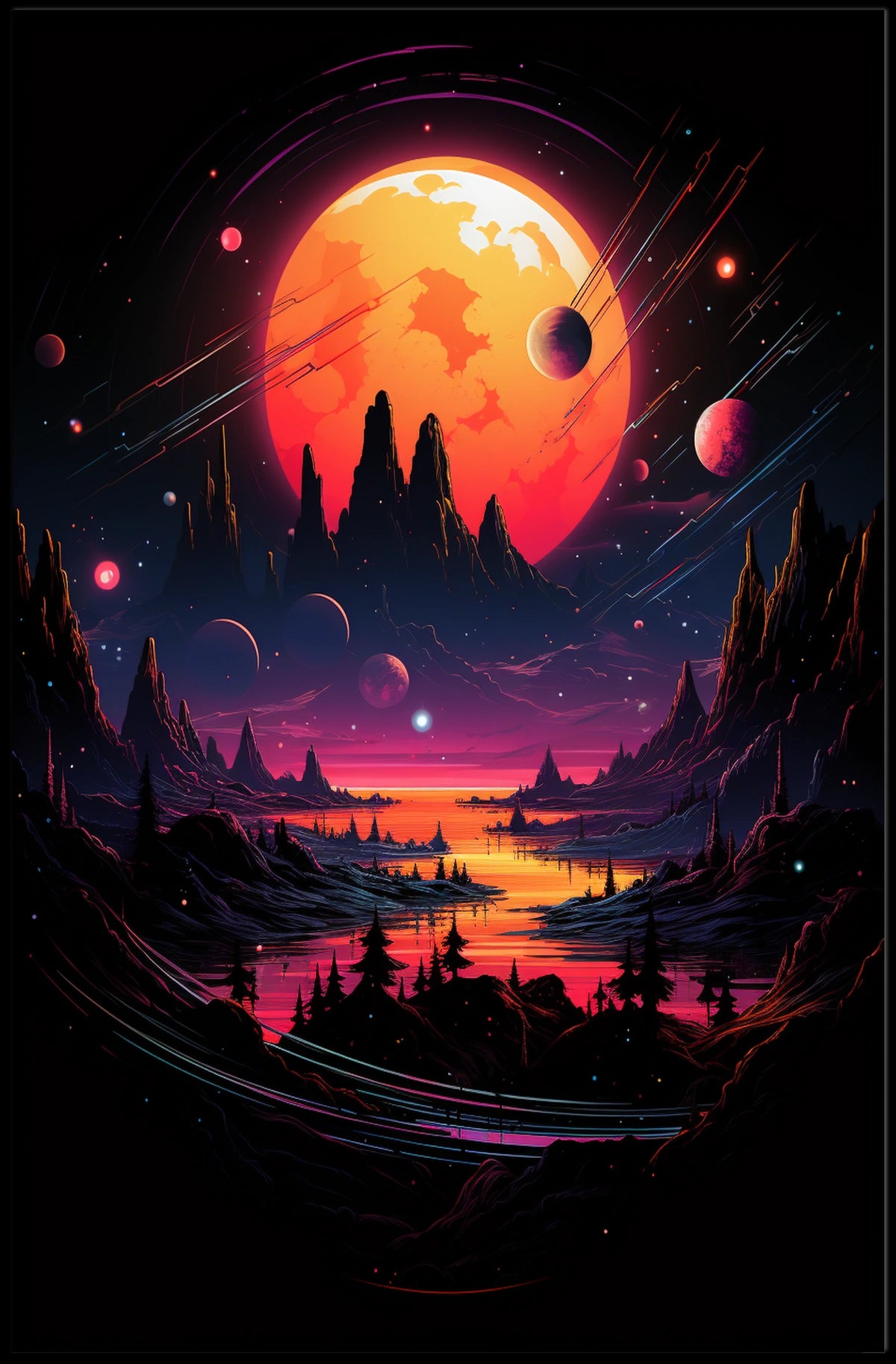 Cosmic Surrealism Alien Planet Art Poster