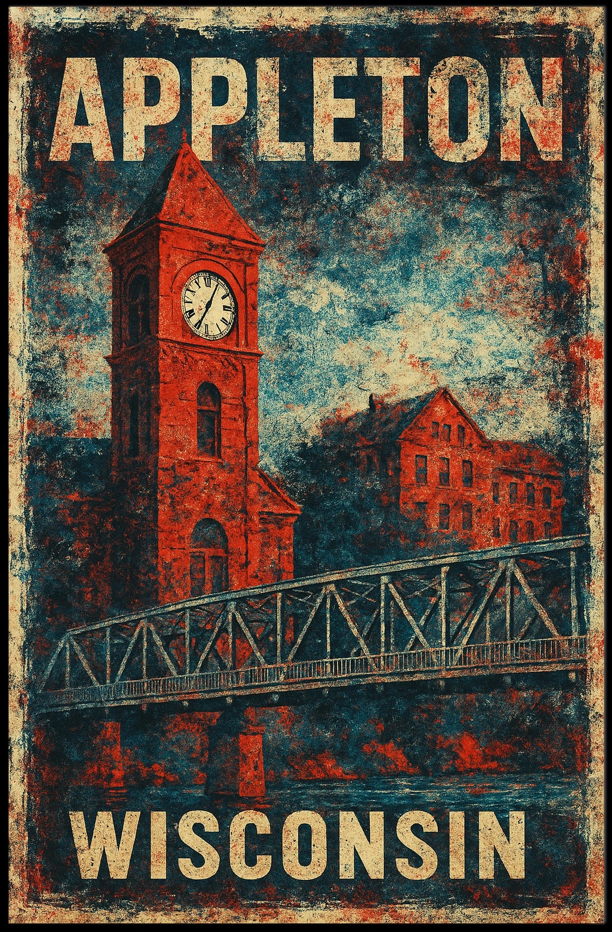 Appleton Wisconsin Cityscape Photography Realism Wanderlust Urban Spirit Iconic Poster