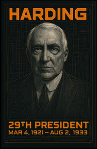 Warren G. Harding 29th President of the United States Techno Schematic Poster