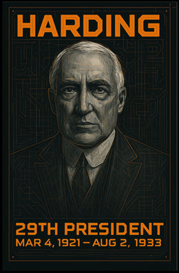 Warren G. Harding 29th President of the United States Techno Schematic Poster