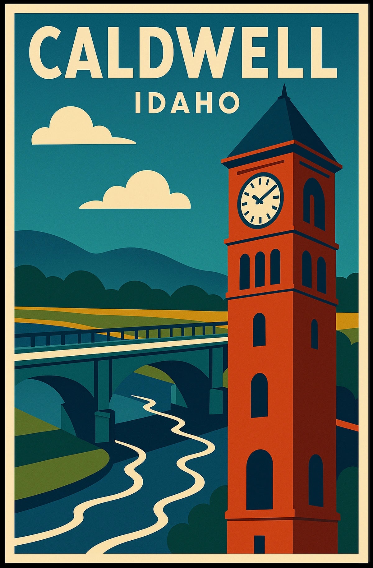 Caldwell Idaho Scenic Travel Landscape Photography Realism Timeless Home Decor Poster