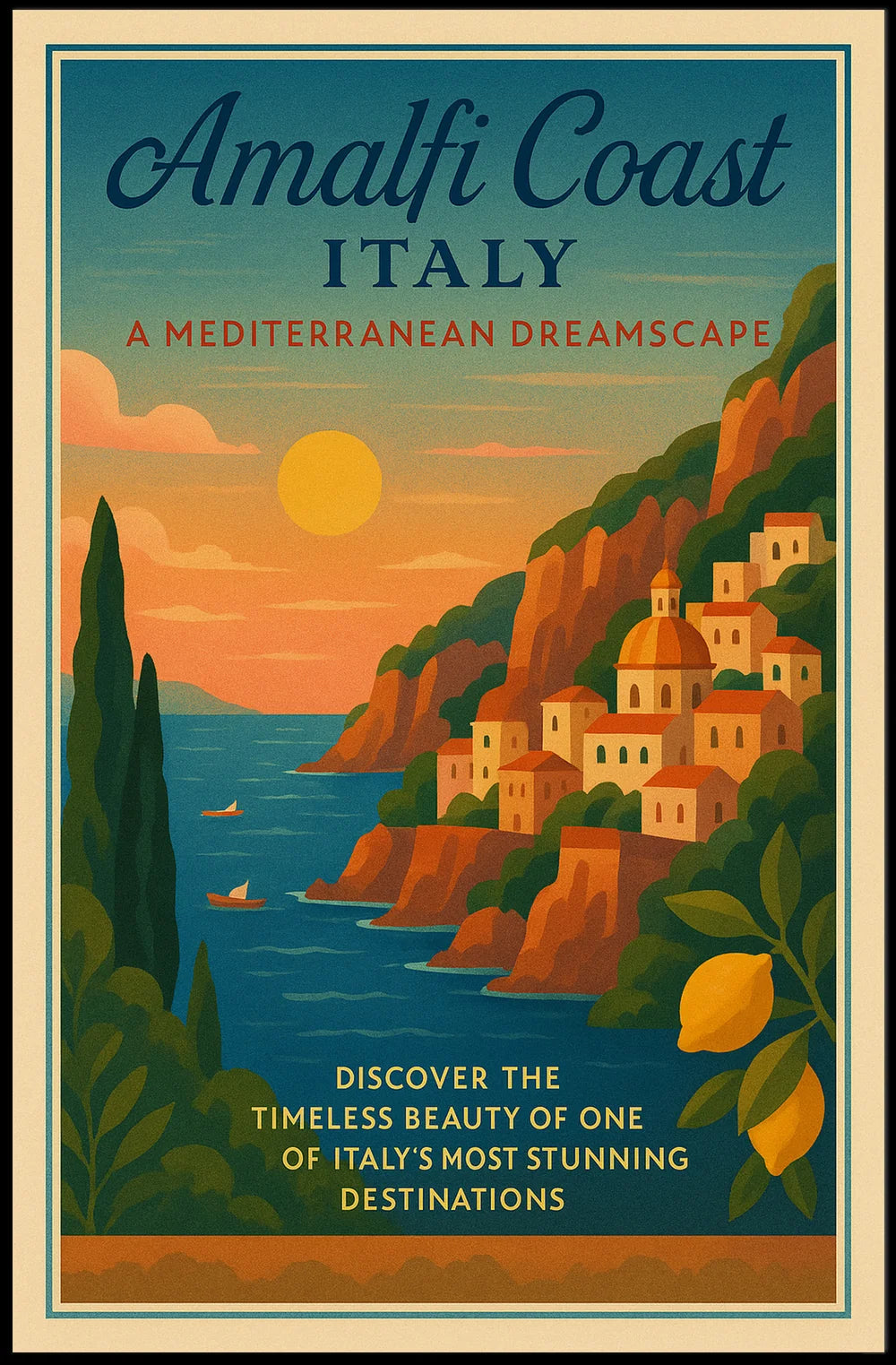 Timeless Mediterranean Dreamscape Italy Travel Poster