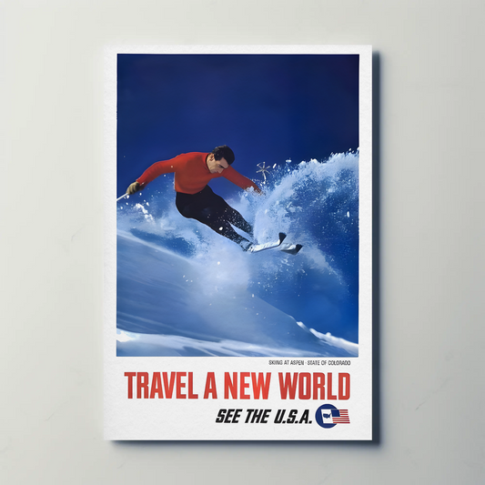 Colorado - Skiing in Aspen Vintage Travel Poster