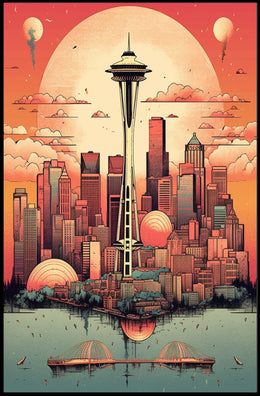 Surreal Seattle Skyline Poster