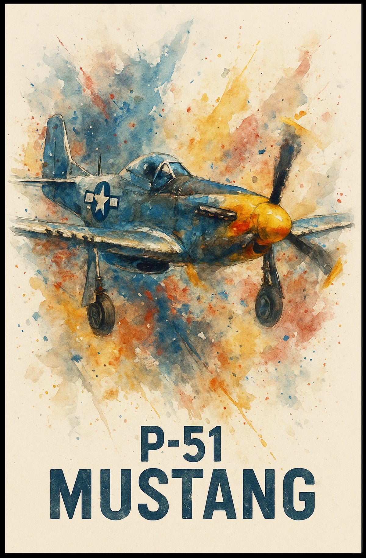 P-51 Mustang WWII Vintage Aviation Art Poster