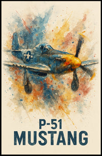 P-51 Mustang WWII Vintage Aviation Art Poster
