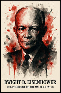 Eisenhower Watercolor Art, Presidential History Poster