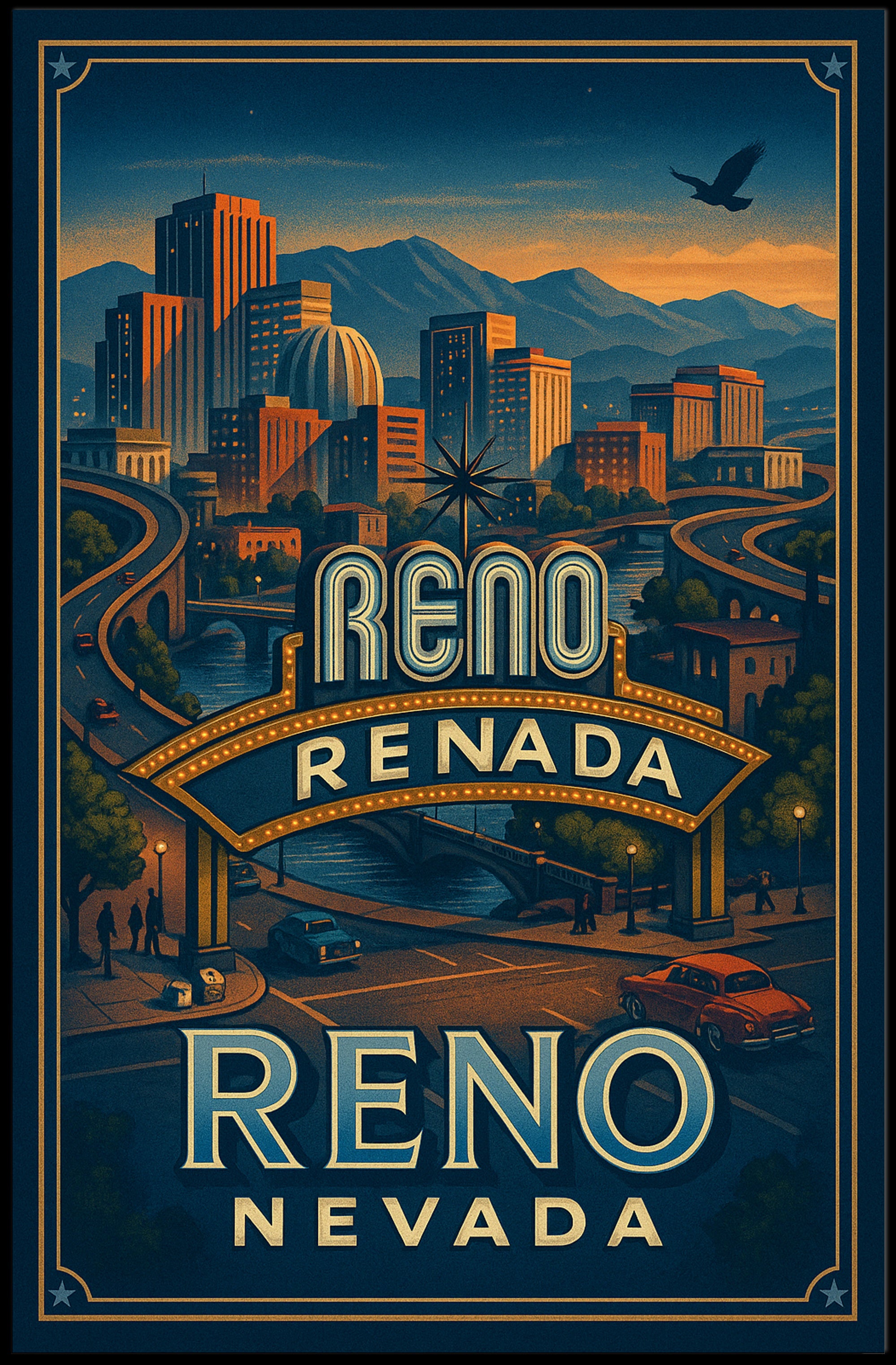 Reno Cityscape Poster