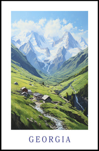 Georgia Caucasus Mountains Tranquil Landscape Travel Poster PosterGoat