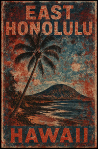 East Honolulu Wanderlust Vintage Travel Poster