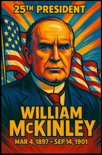 William McKinley 25th President of the United States Colorful Comic Book Style Poster