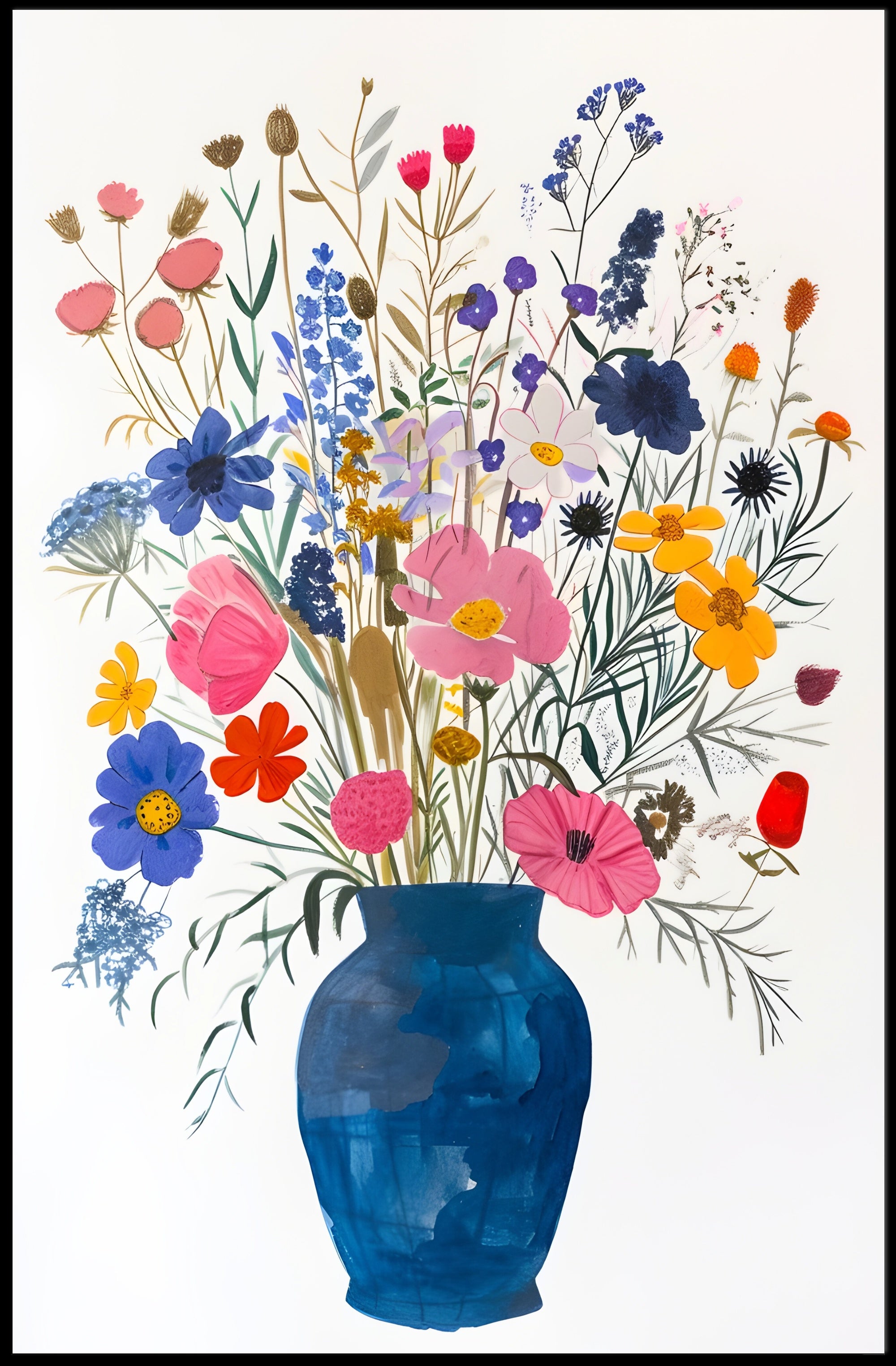 Vibrant Floral Still-Life Illustration Abstract or Artistic Poster PosterGoat