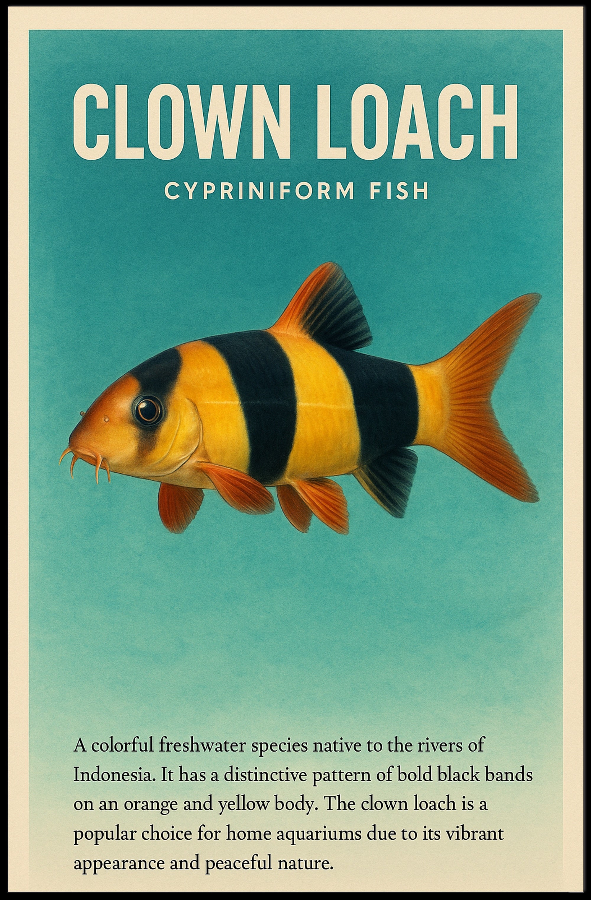 Clown Loach Fish Wall Art Print Decor PosterGoat