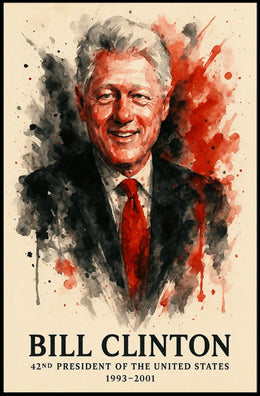 Bill Clinton Watercolor Portrait: Historical or Presidential Poster