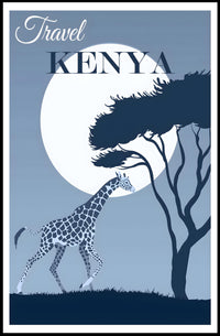 Kenya Wildlife Giraffes Travel Adventure Scenic Travel Poster