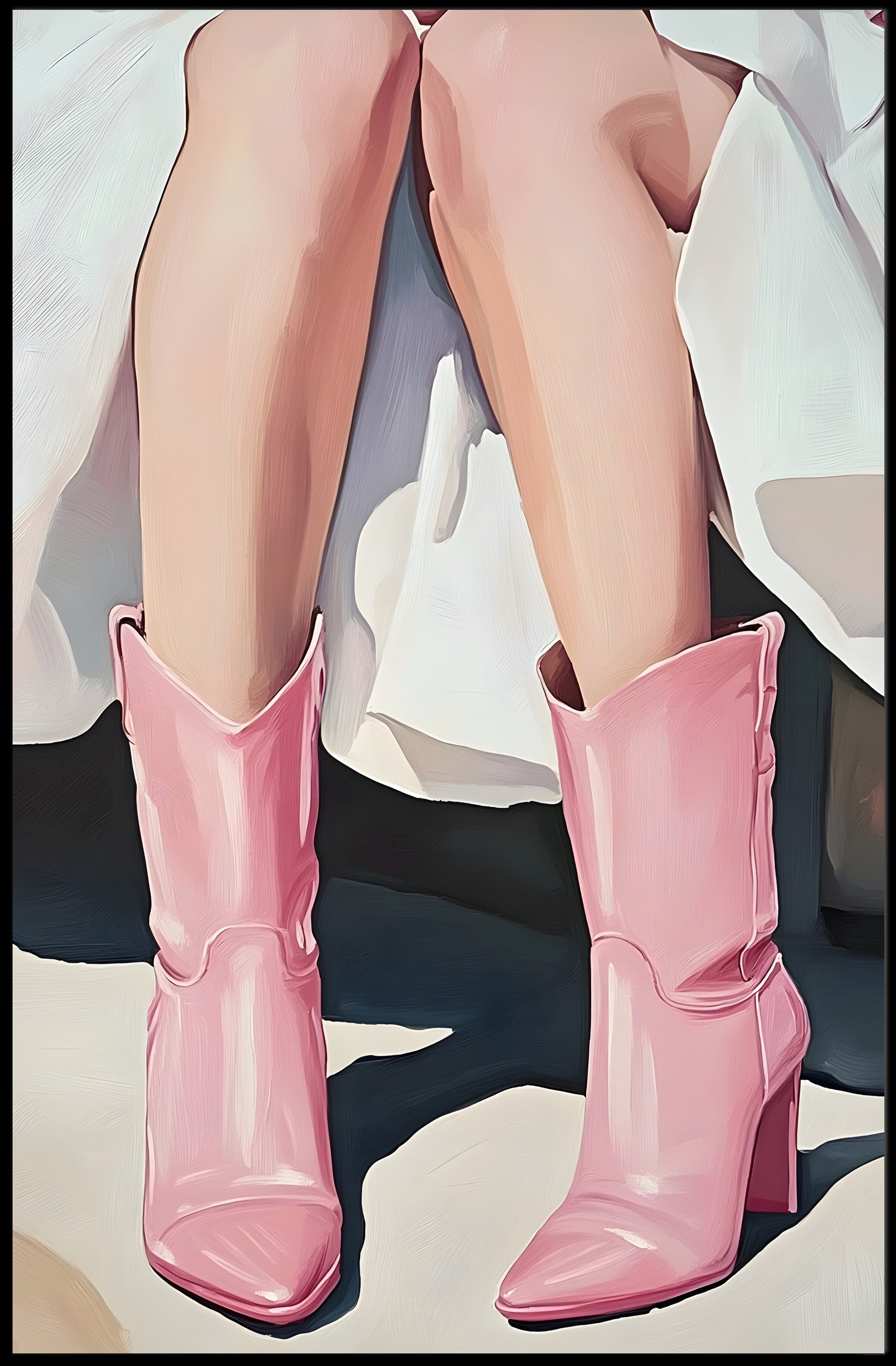 Pink Boots Fashion Poster Elegant Wall Art Print