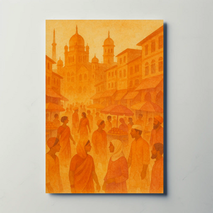 Golden Bazaar Street Scene Travel Poster