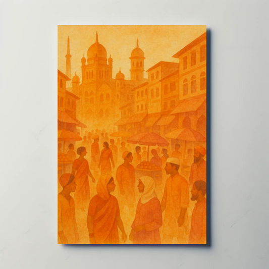 Golden Bazaar Street Scene Travel Poster