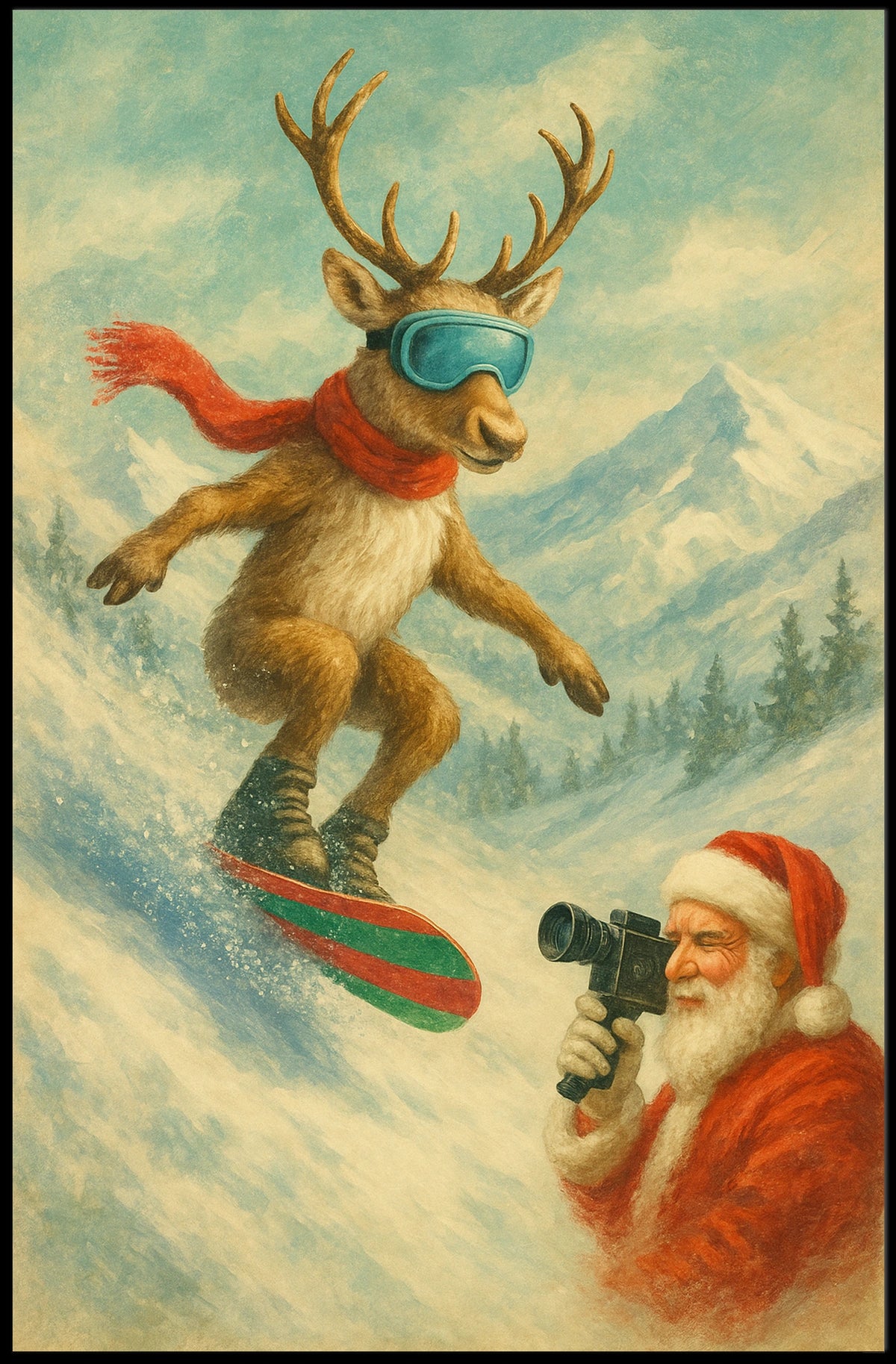 Reindeer On The Slopes Poster