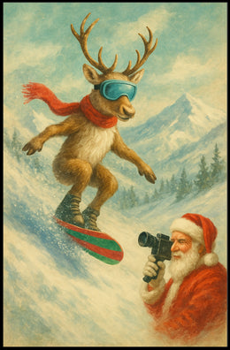 Reindeer On The Slopes Poster