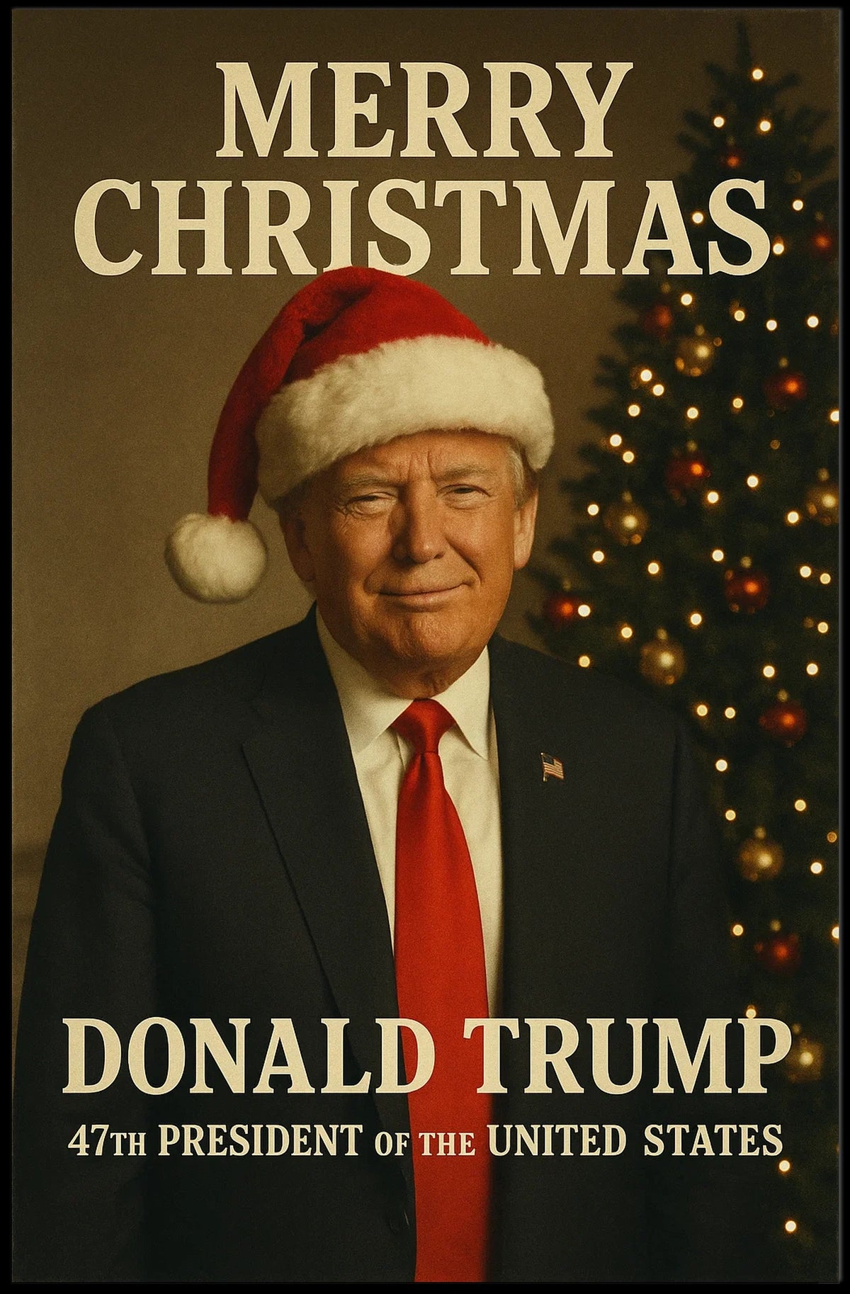 Merry Christmas Suit and Tree Cultural or Heritage Poster