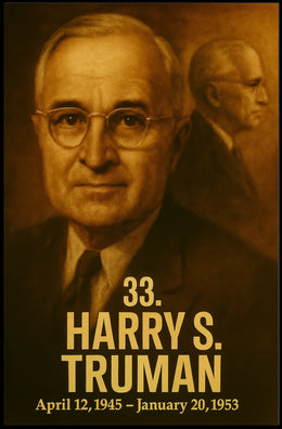 Harry S Truman Vintage Analog Film Aesthetic Poster Presidential Portrait Wall Art Historical Print