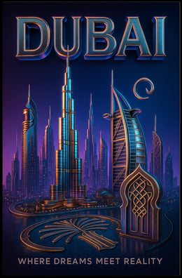 Dubai Skyline Poster For Luxury Modern Home Decor Lovers