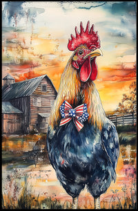rooster crowing proudly at sunrise Poster