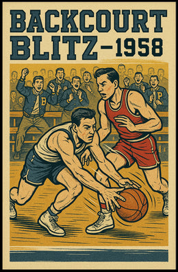 Backcourt Blitz 1958 Vintage Sports Poster