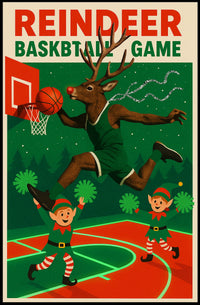 Reindeer Basketball Game Poster