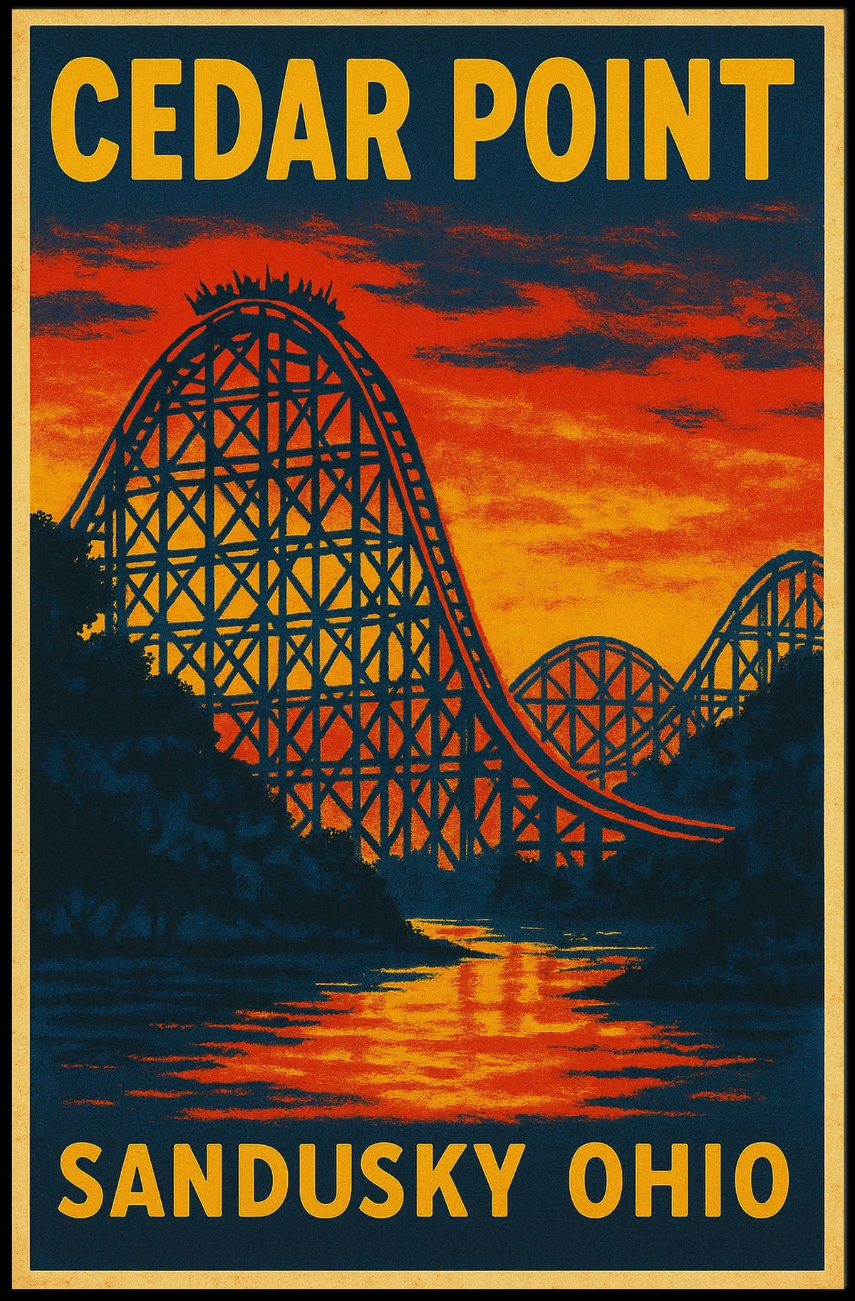 Cedar Point Adventure: Vintage Travel Poster