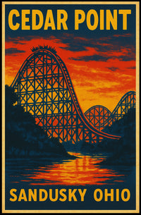 Cedar Point Adventure: Vintage Travel Poster