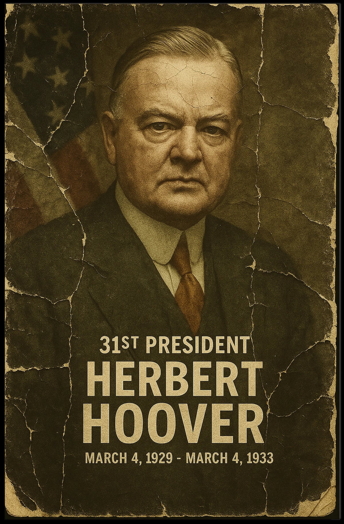 Herbert Hoover 31st President of the United States Damaged Photograph Poster
