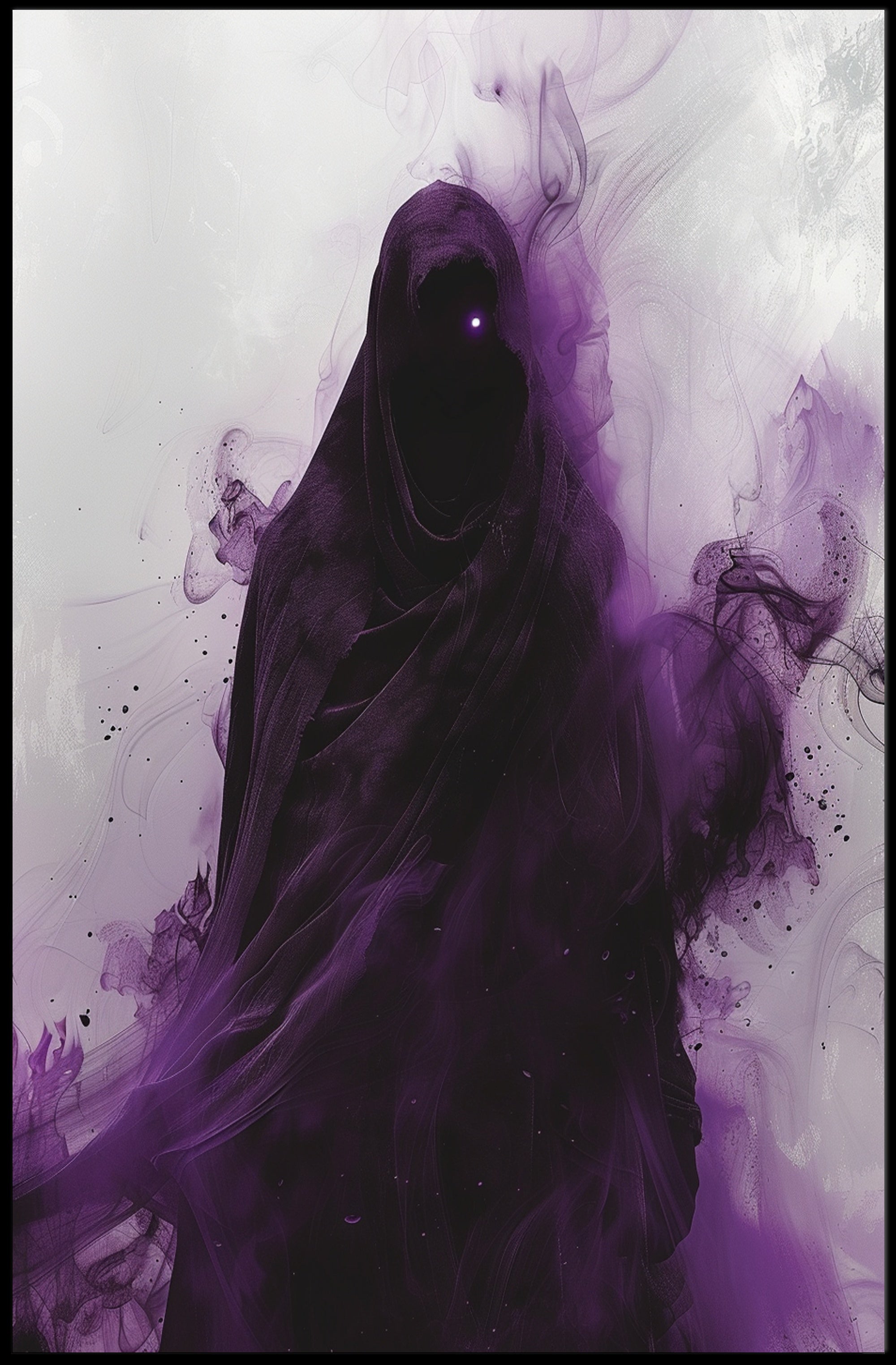 Mysterious Hooded Figure in Purple Fantasy or Mythology Poster PosterGoat