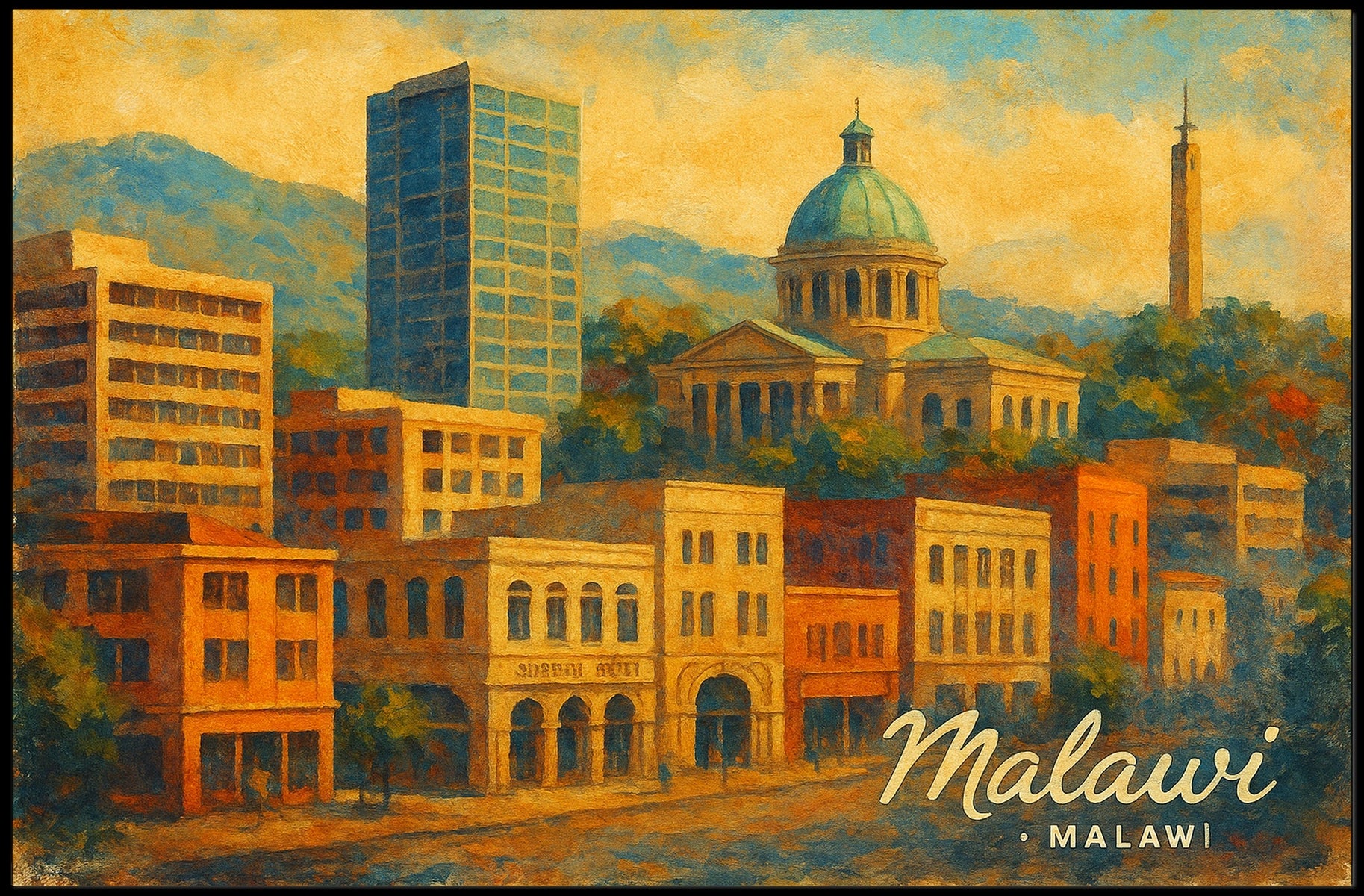 Malawi Cityscape Travel Photography Poster