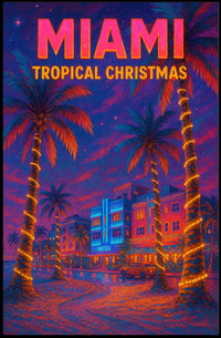 Miami Tropical Christmas Poster