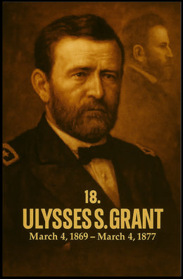 Ulysses S Grant Poster Vintage Analog Film Aesthetic Presidential Portrait Wall Art Historical Print