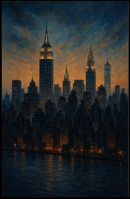 New York City Skyline Poster Impressionist Wall Art