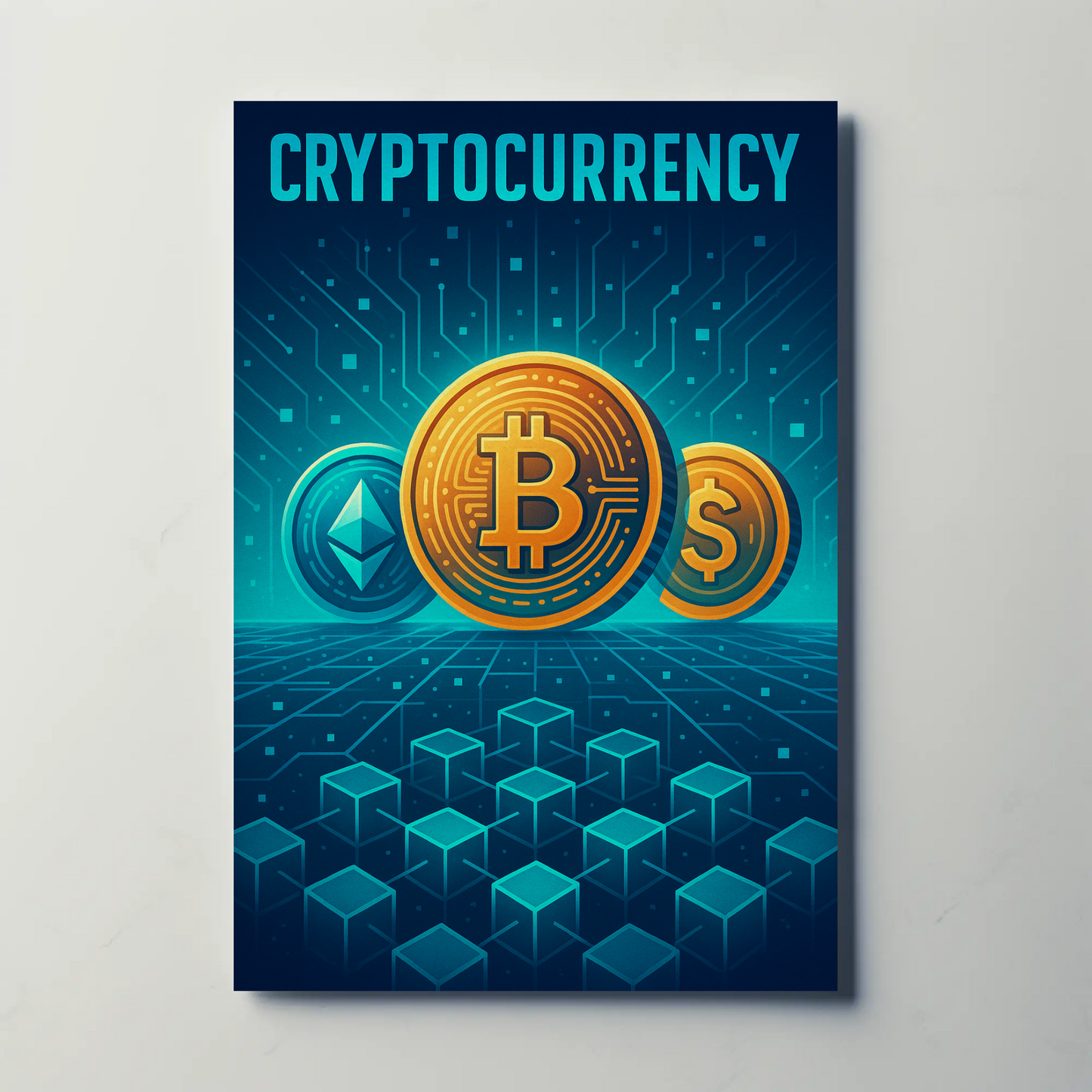 Cryptocurrency Futuristic Digital Tech Poster