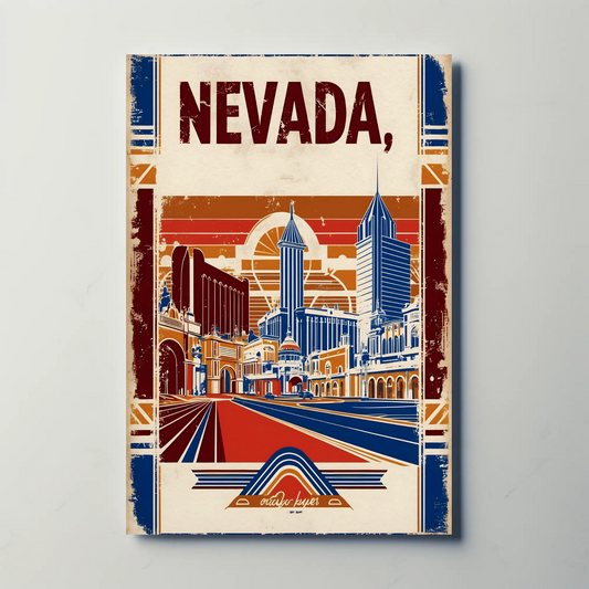 Nevada USA Desert Skyline Retro Vintage Travel Poster