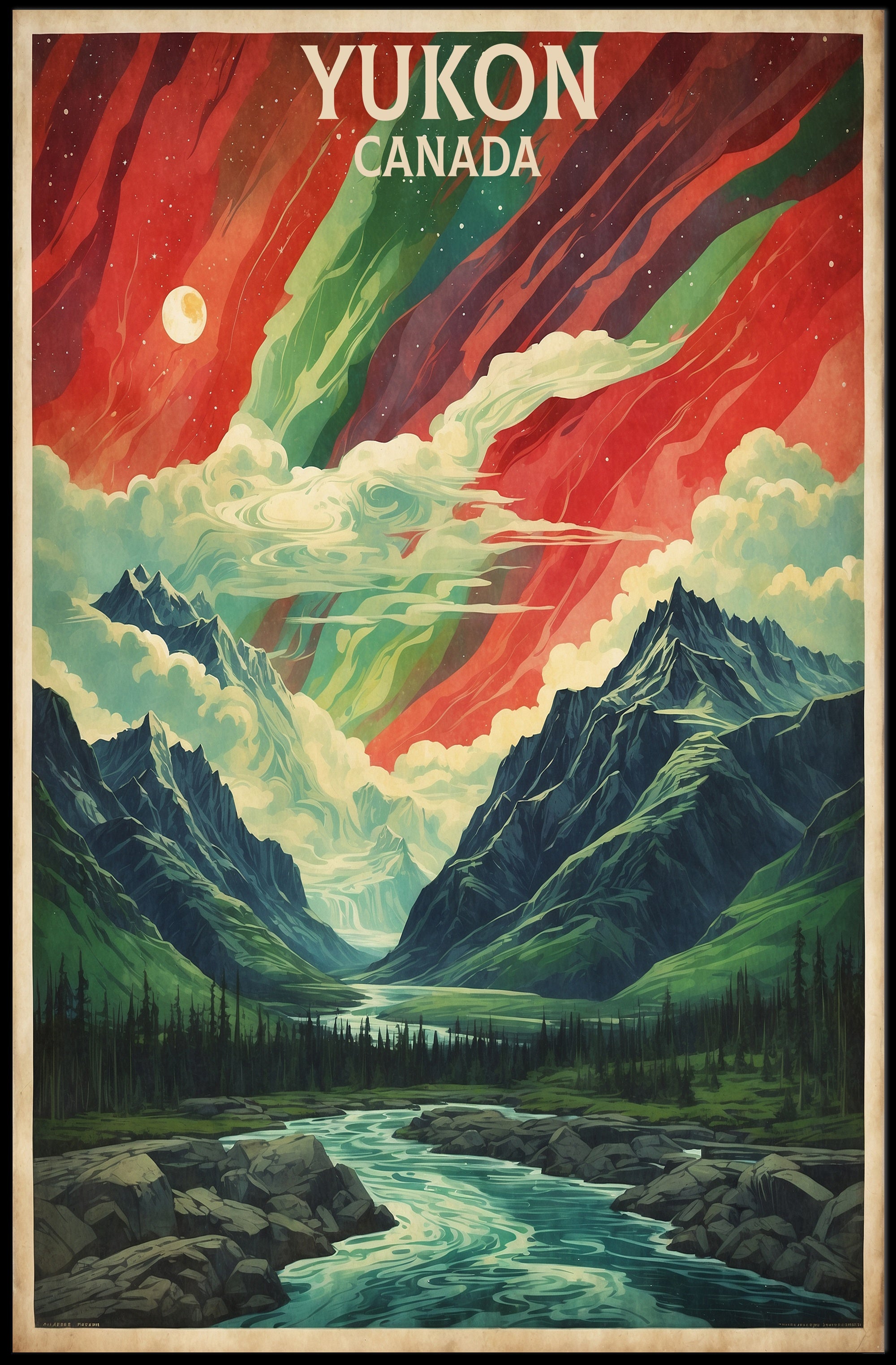 Yukon Northern Lights Adventure Travel Poster