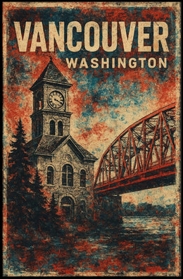 Vancouver Washington Vintage Travel Souvenir Poster