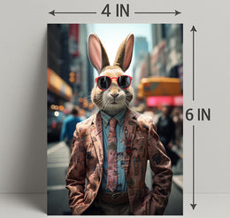 Stylish Rabbit In The City Poster