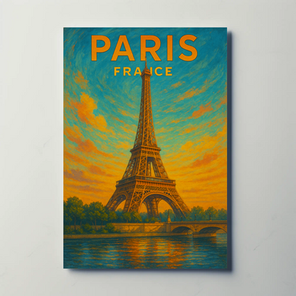 Paris Eiffel Sunset Travel Poster