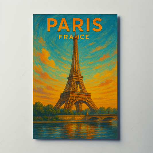 Paris Eiffel Sunset Travel Poster