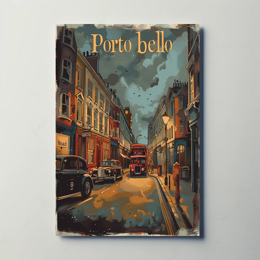 Portobello Road London Vintage Street Travel Poster
