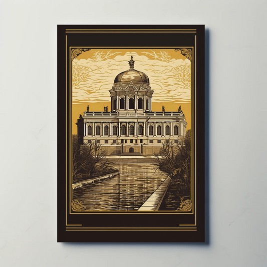 Baroque Palace Reflection Canal Scene Travel Poster